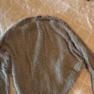 Fuzzy Open-Front Women’s Sweater Cardigan - Taupe